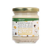 CITYSUPER white pasta sauce with cheese & truffle in clear glass jar, front label