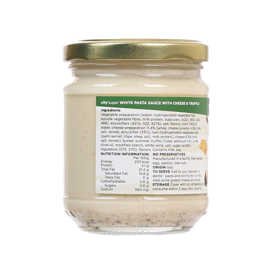 CITYSUPER white pasta sauce with cheese & truffle jar, ingredients nutrition panel