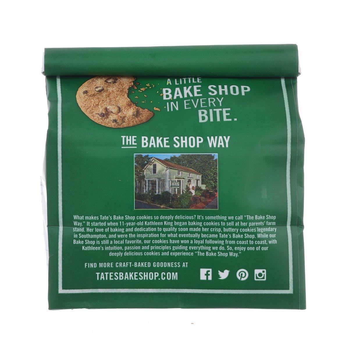 Green TATE'S cookie bag back with bake shop way graphic and cookie image