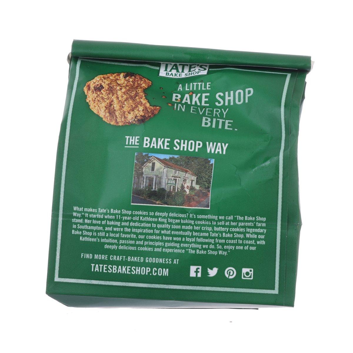 Oatmeal raisin cookies package back with baking story and website text