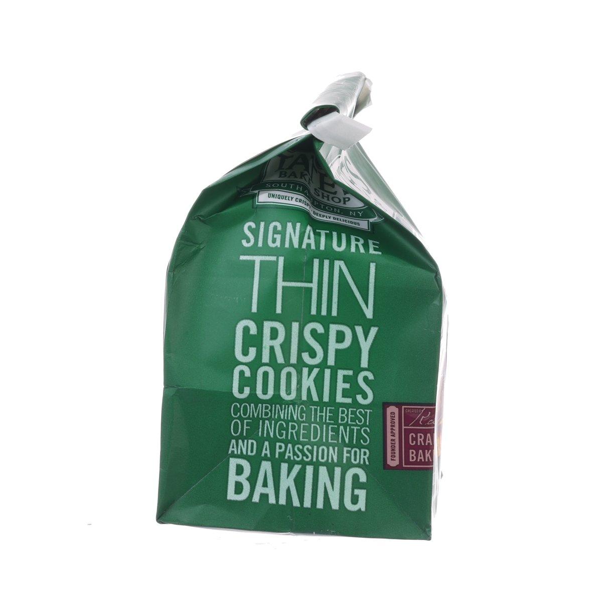 Thin crispy cookies bag in green with TATE'S Bake Shop branding