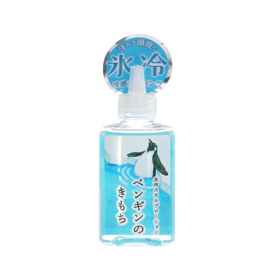 Cool mint ice scalp lotion bottle with clear blue liquid, flip-top cap, 95 g