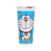 Chocolate snack cup with Doraemon character art, blue sleeve and white lid