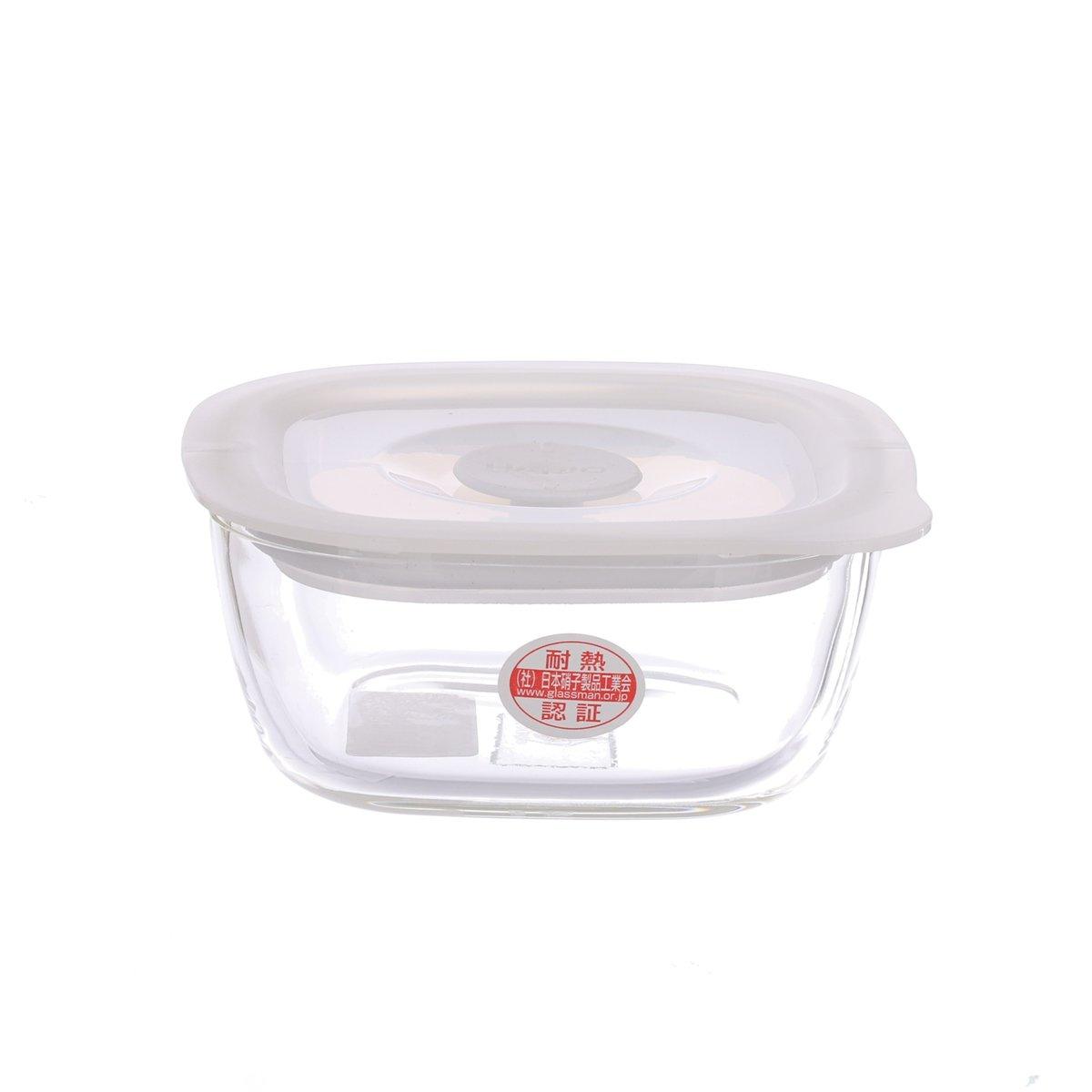Clear 250 mL airtight food container with gray round lid