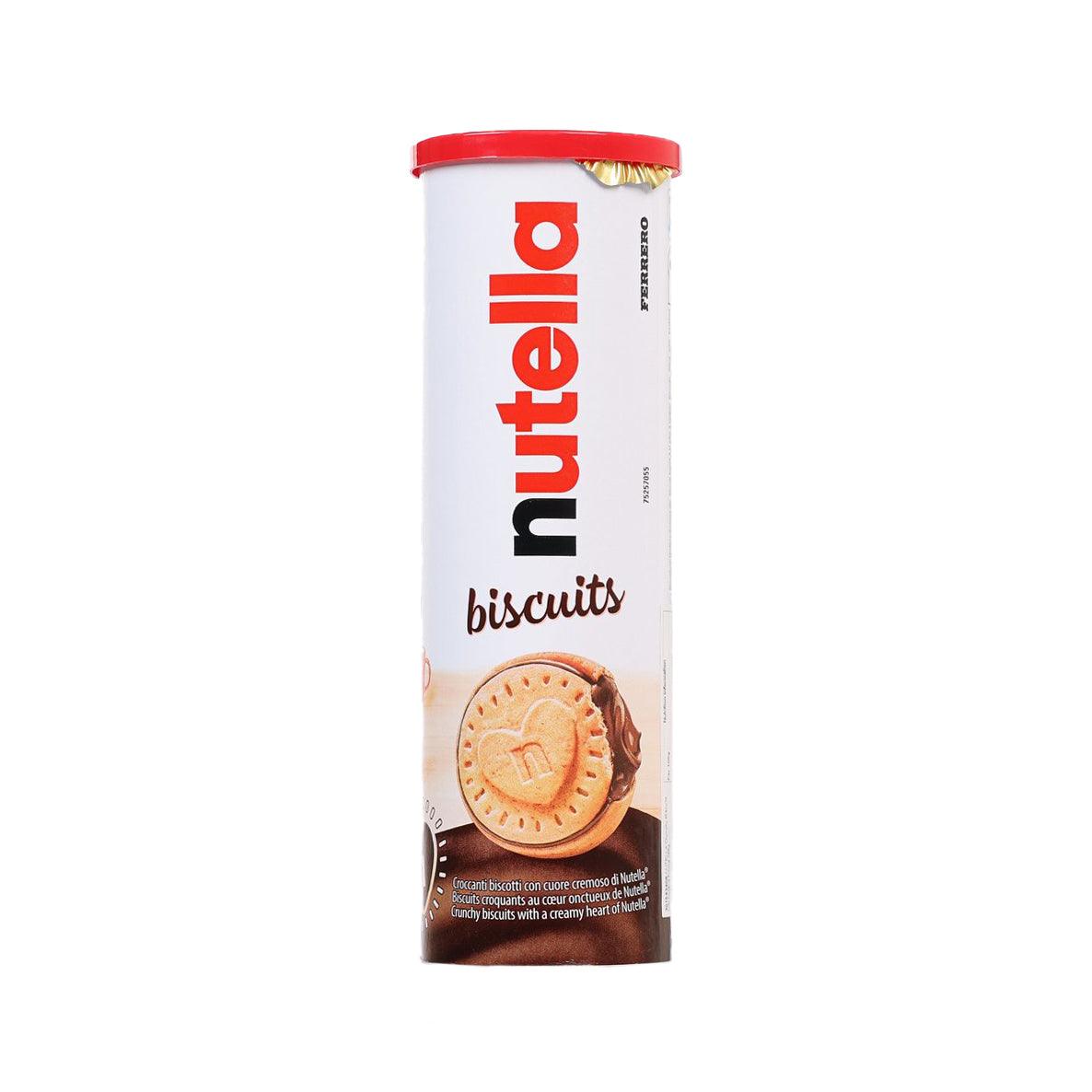 Nutella biscuit tube with crunchy cookies and Nutella filling, side label, red cap