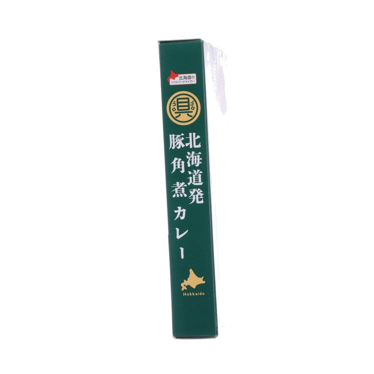 Hokkaido curry with stewed pork carton, side panel with logo and Hokkaido text