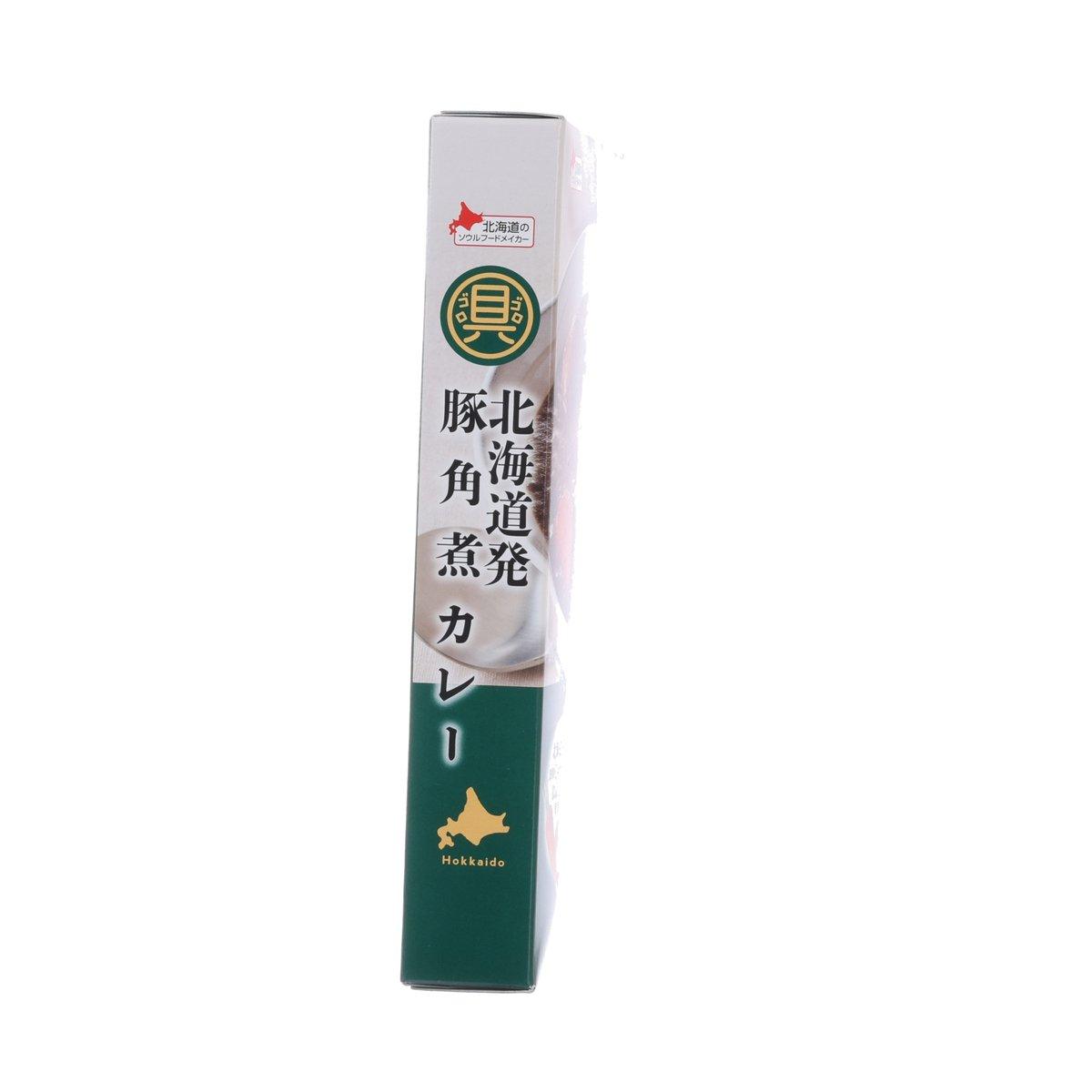 Hokkaido curry with stewed pork carton, other side panel with logo and branding