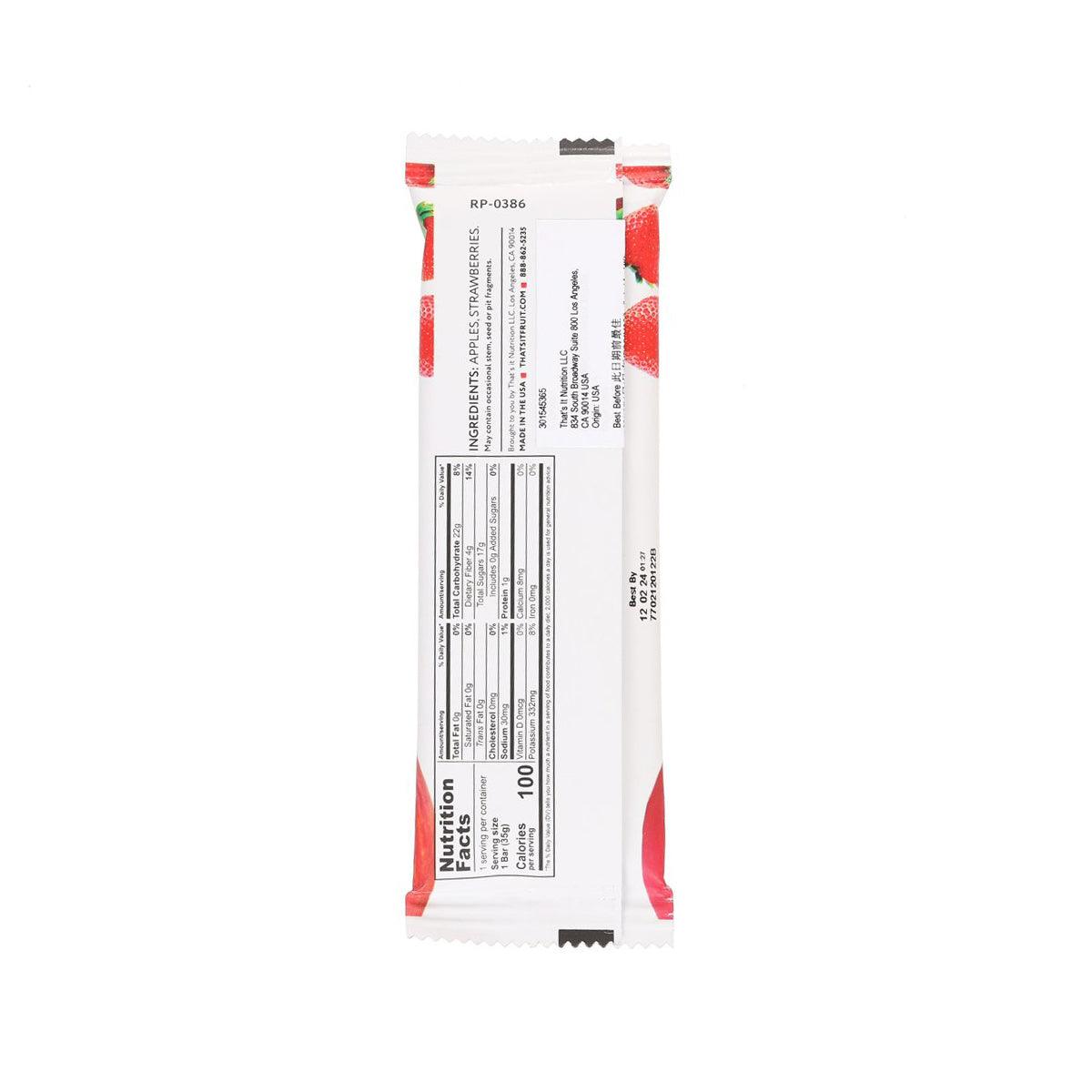 THAT'S it fruit bar wrapper back, white with nutrition label and barcode.