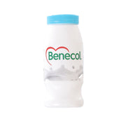 BENECOL yogurt drink bottle with blue cap and white logo on front label