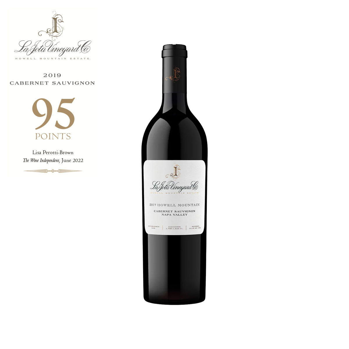 2019 Cabernet Sauvignon wine bottle with Howell Mountain label