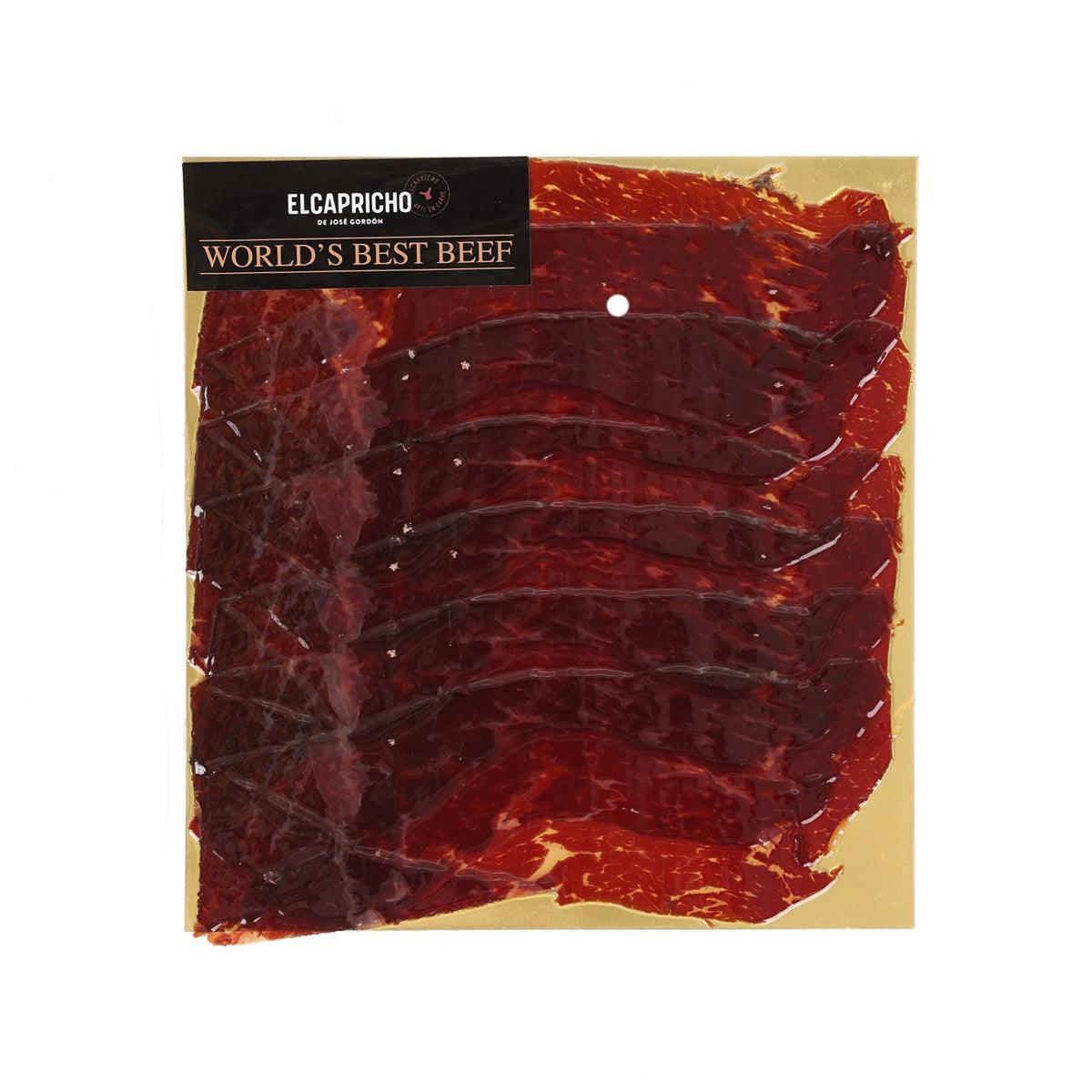 EL CAPRICHO cured ox ham package with dark red cured slices