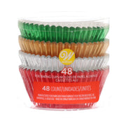 Wilton foil Christmas baking cups, 48-count: red, green, gold, ridged liners