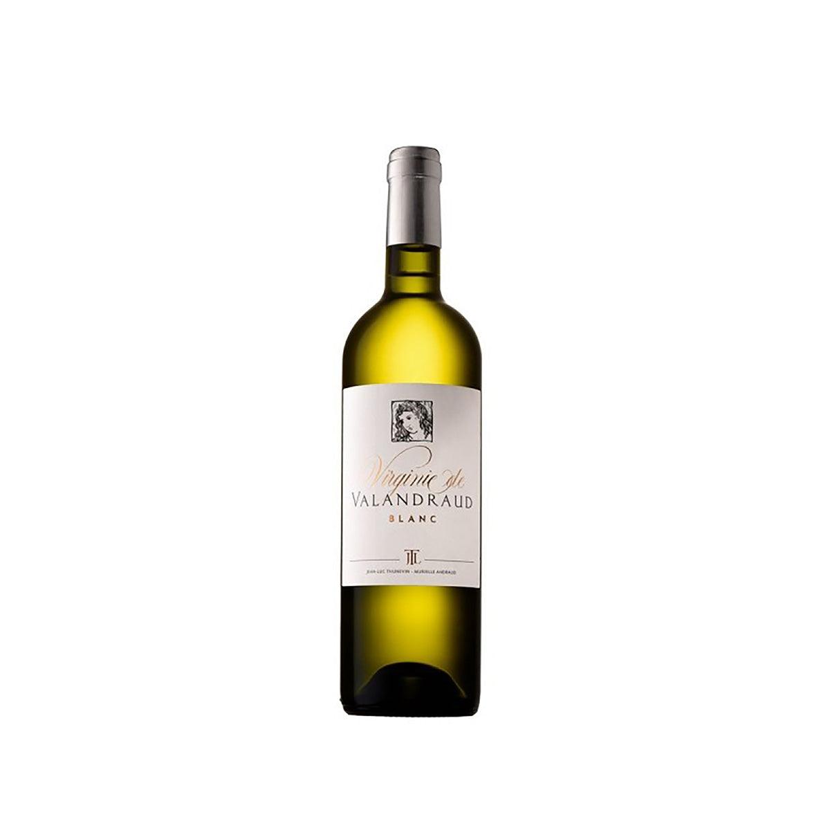 VALANDRAUD wine bottle with cream label and dark green glass, 750 mL, Blanc 18
