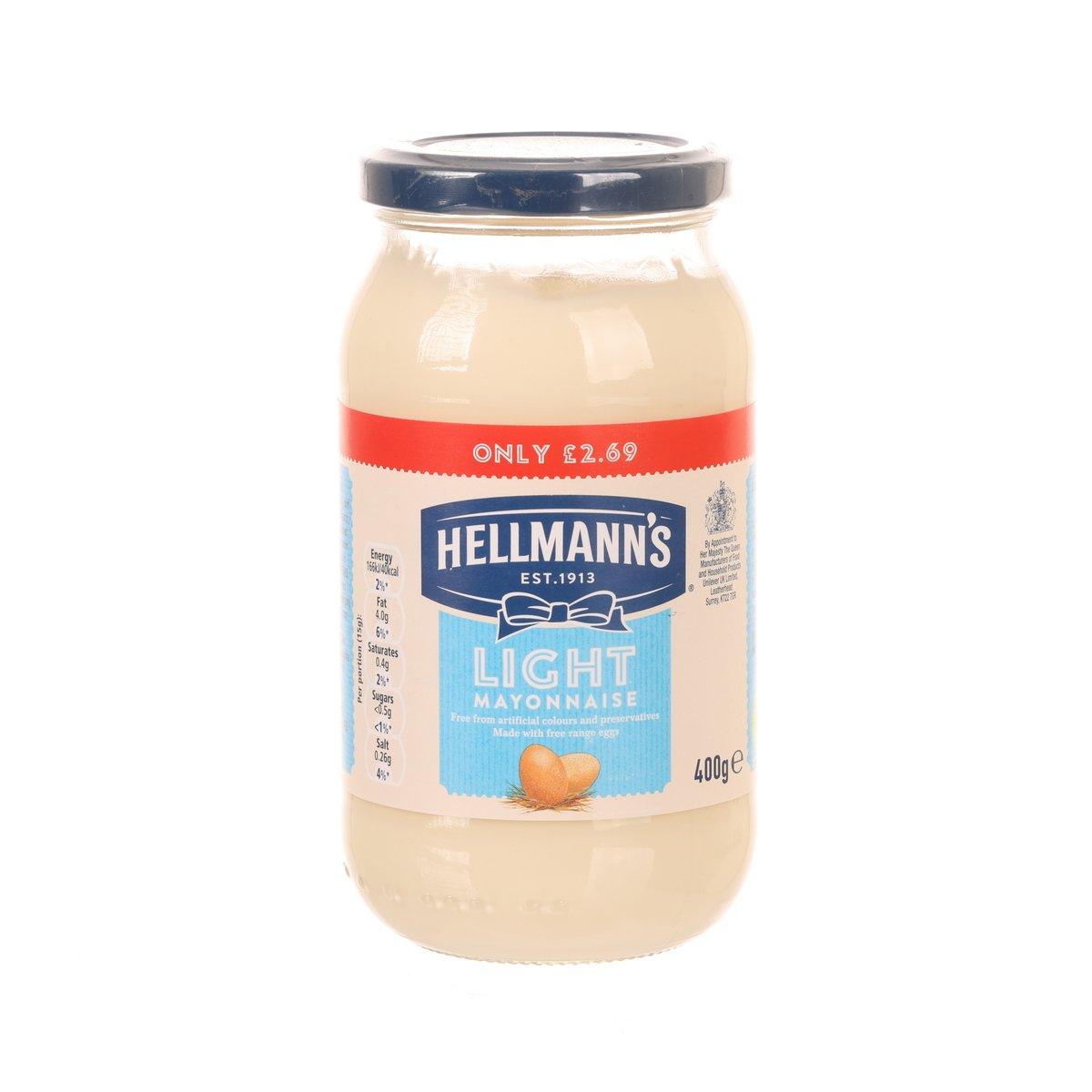 HELLMANN'S Light Mayonnaise jar (400g) with blue label