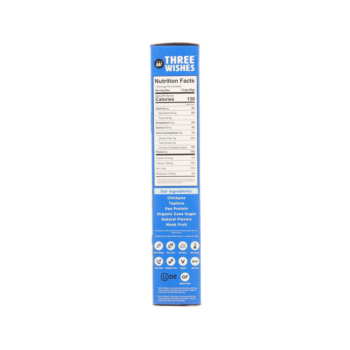 Cereal box back with Nutrition Facts panel and ingredient list