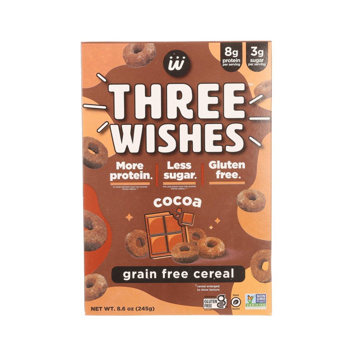 Cocoa grain-free cereal box, 245 g, with chocolate squares and cereal pieces