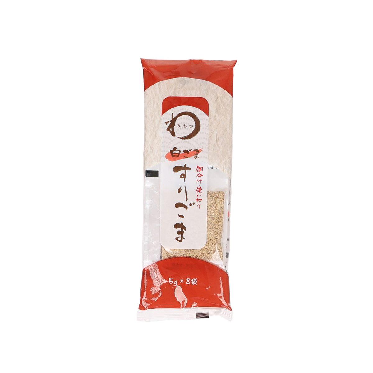 Roasted white sesame powder sachet, front label, 8 x 5 g