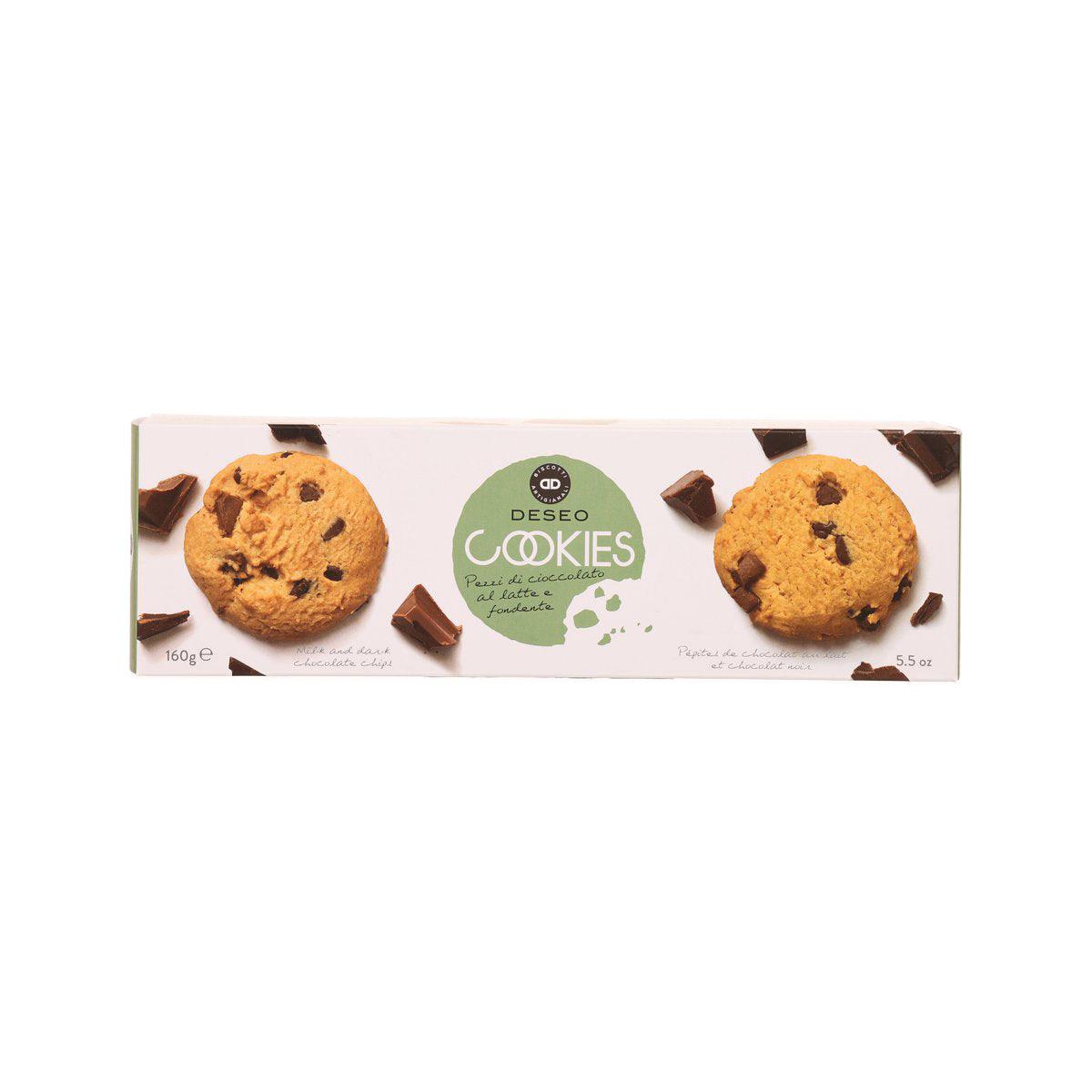 DESEO cookies with milk and extra dark chocolate chips box, 160g