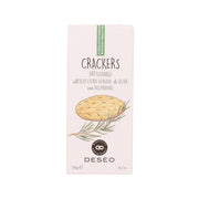 Crackers box with rosemary and olive oil cracker illustration on pale pink package