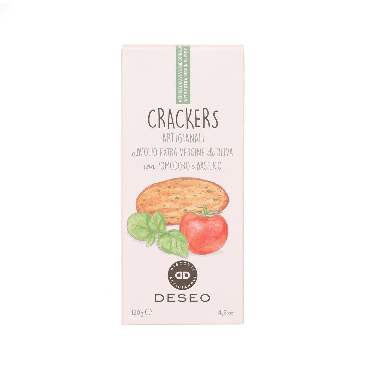 Tomato and basil crackers box with extra virgin olive oil, 120 g