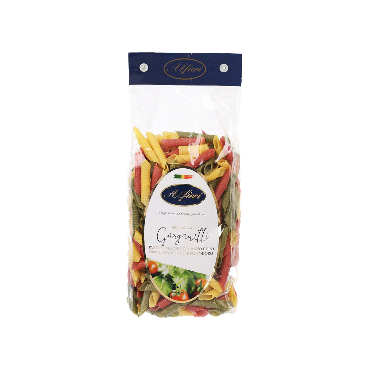 TriColor garganelli pasta in sealed bag, 500g