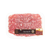 Salame Felino IGP in plastic tray, sliced cured meat with front label
