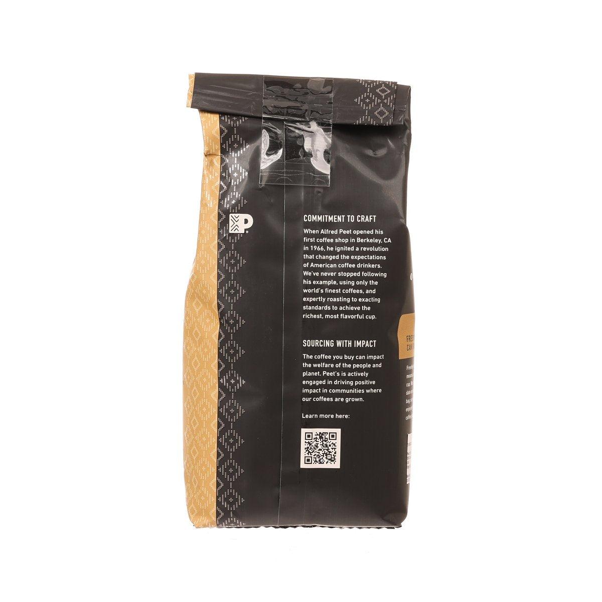 PEET'S ground coffee bag, back view