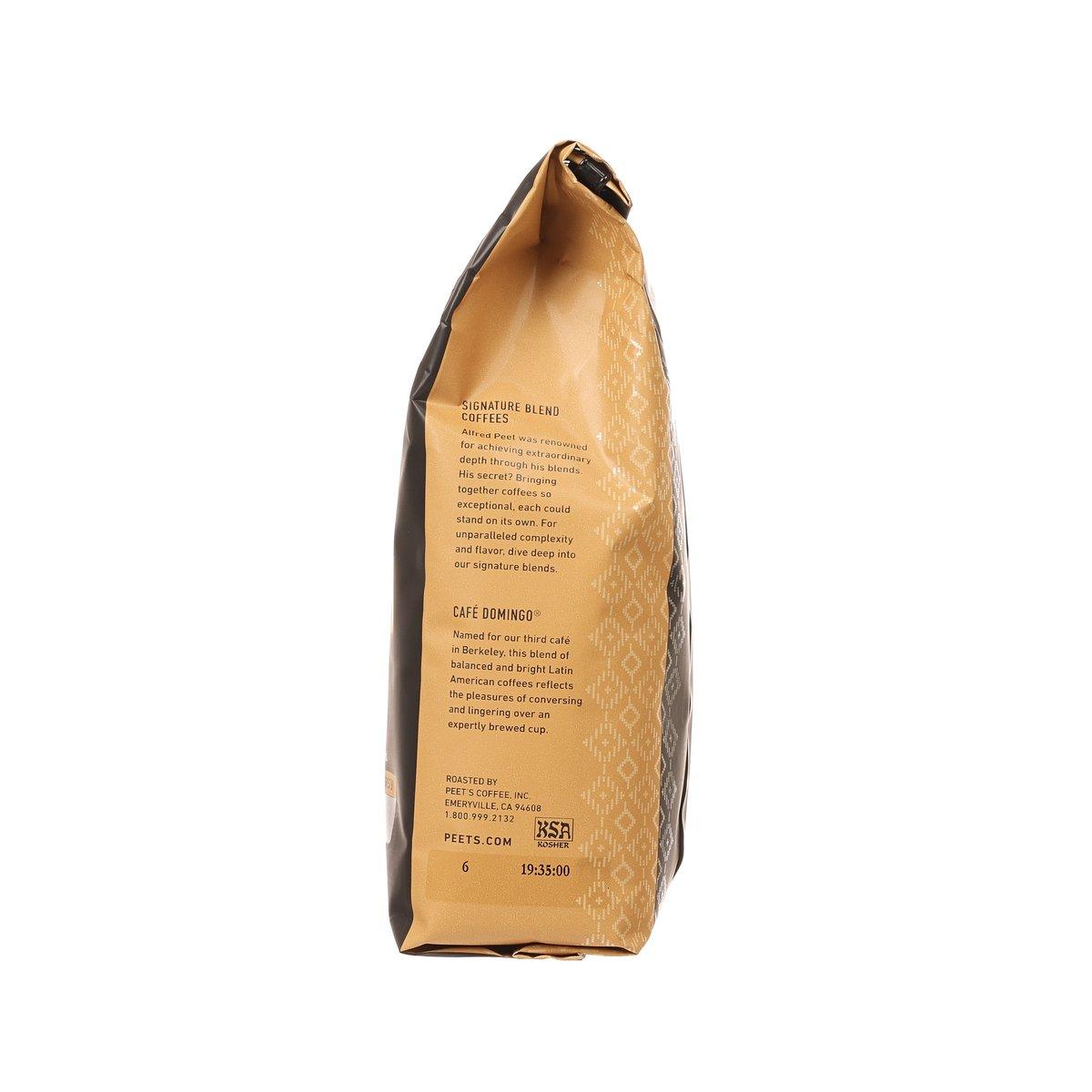 PEET'S ground coffee bag, Café Domingo, tan and black