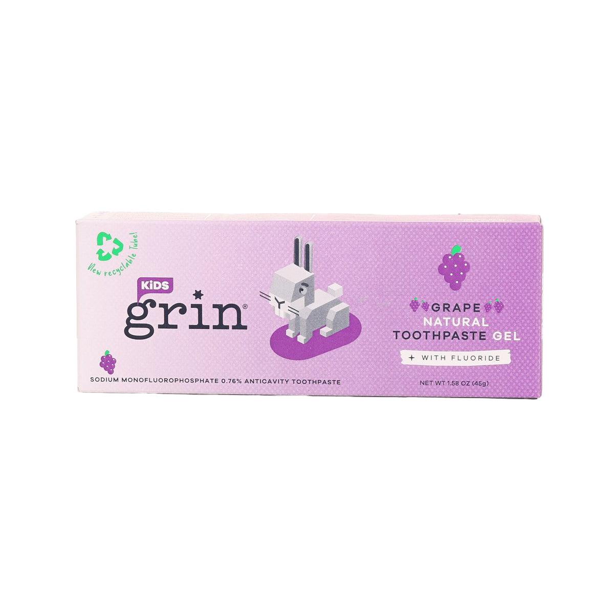Kids grape natural toothpaste gel box with fluoride, 45g