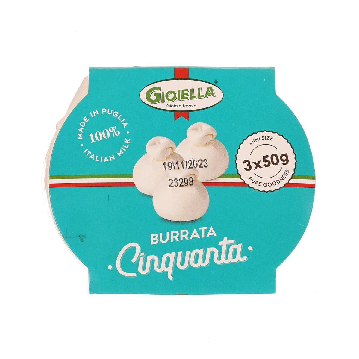 GioIELLA mini burrata cheese triple pack, 3x50g, unopened package