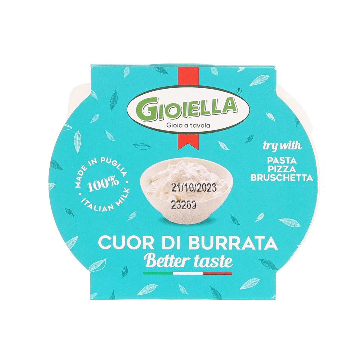 GIOIELLA burrata heart stracciatella cheese, 140g, turquoise package with front label