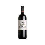 RONAN by CLINET rouge wine bottle with white label, dark glass, black cap