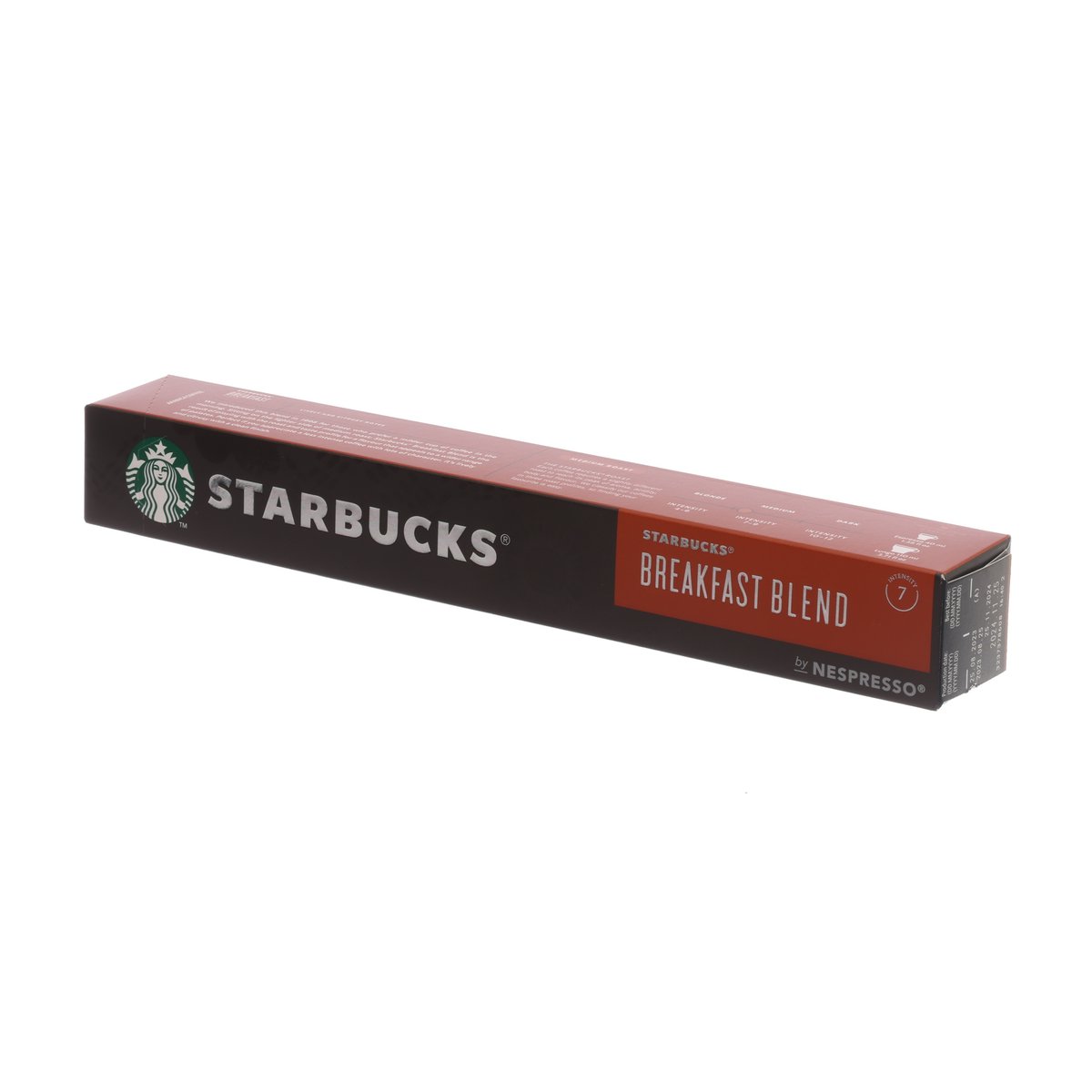 STARBUCKS Breakfast Blend coffee capsule box for Nespresso, dark brown, orange label