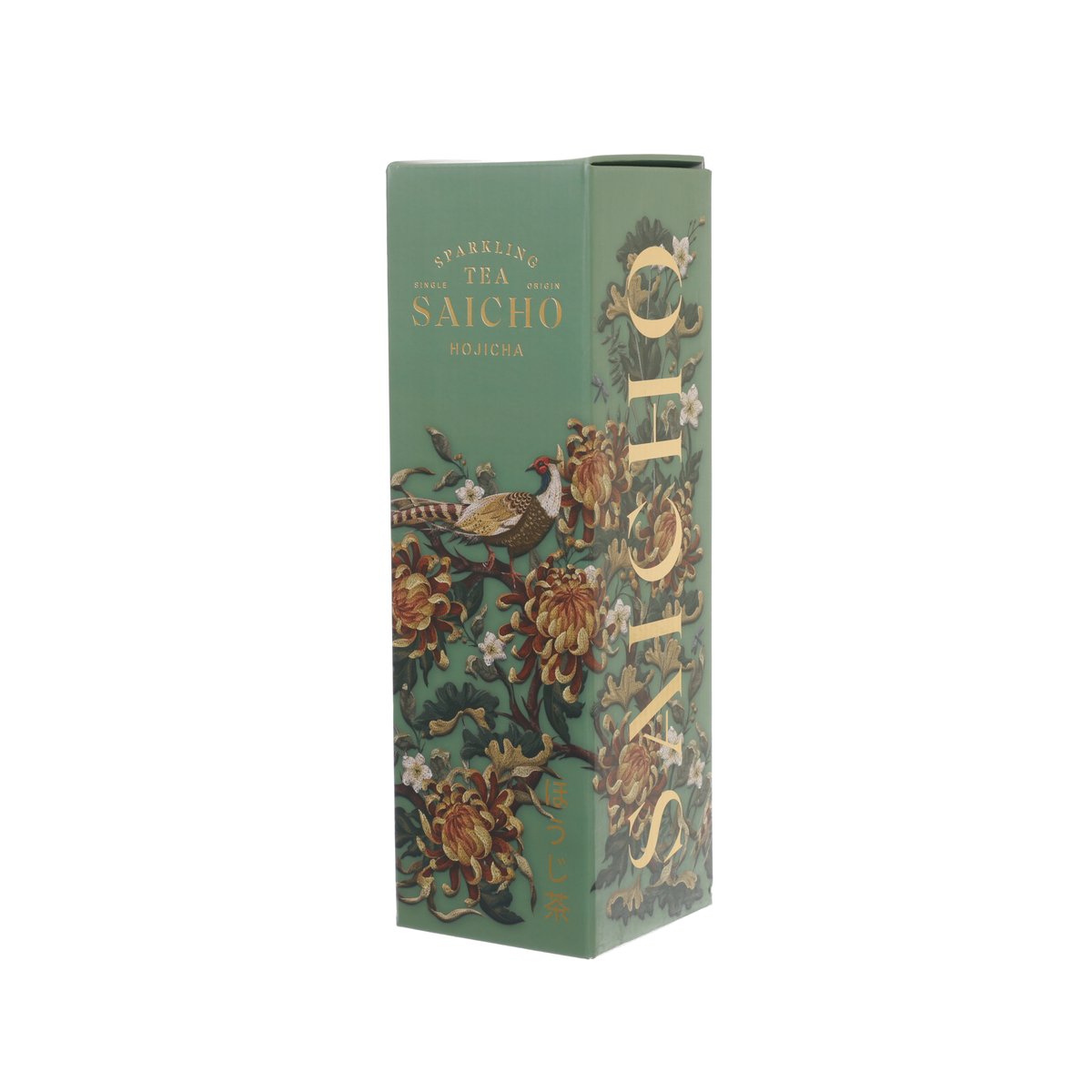 SAICHO sparkling tea gift box with side panel and large decorative artwork
