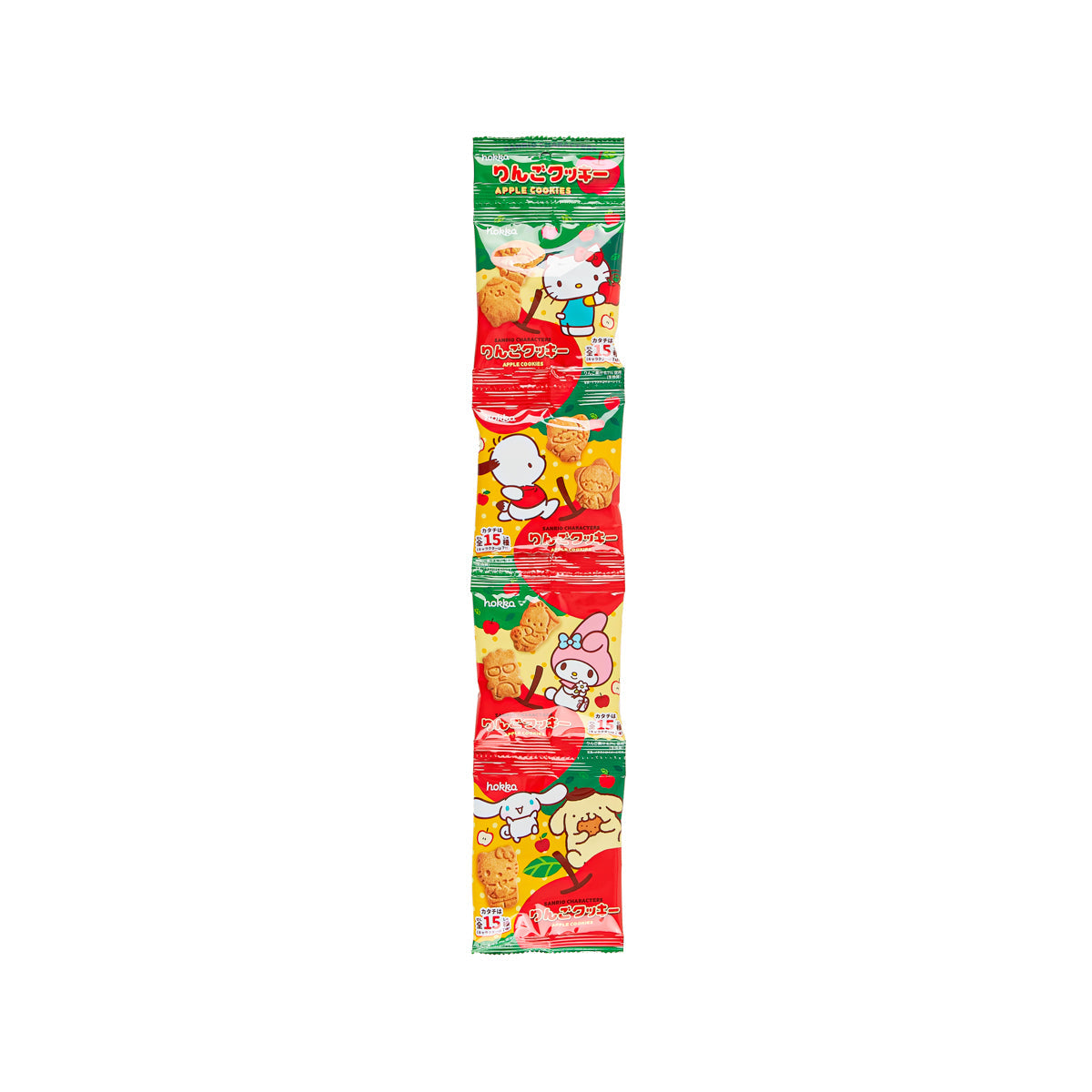 HOKURIKU Sanrio apple cookie snack bag with cute character graphics, 4 x 14g