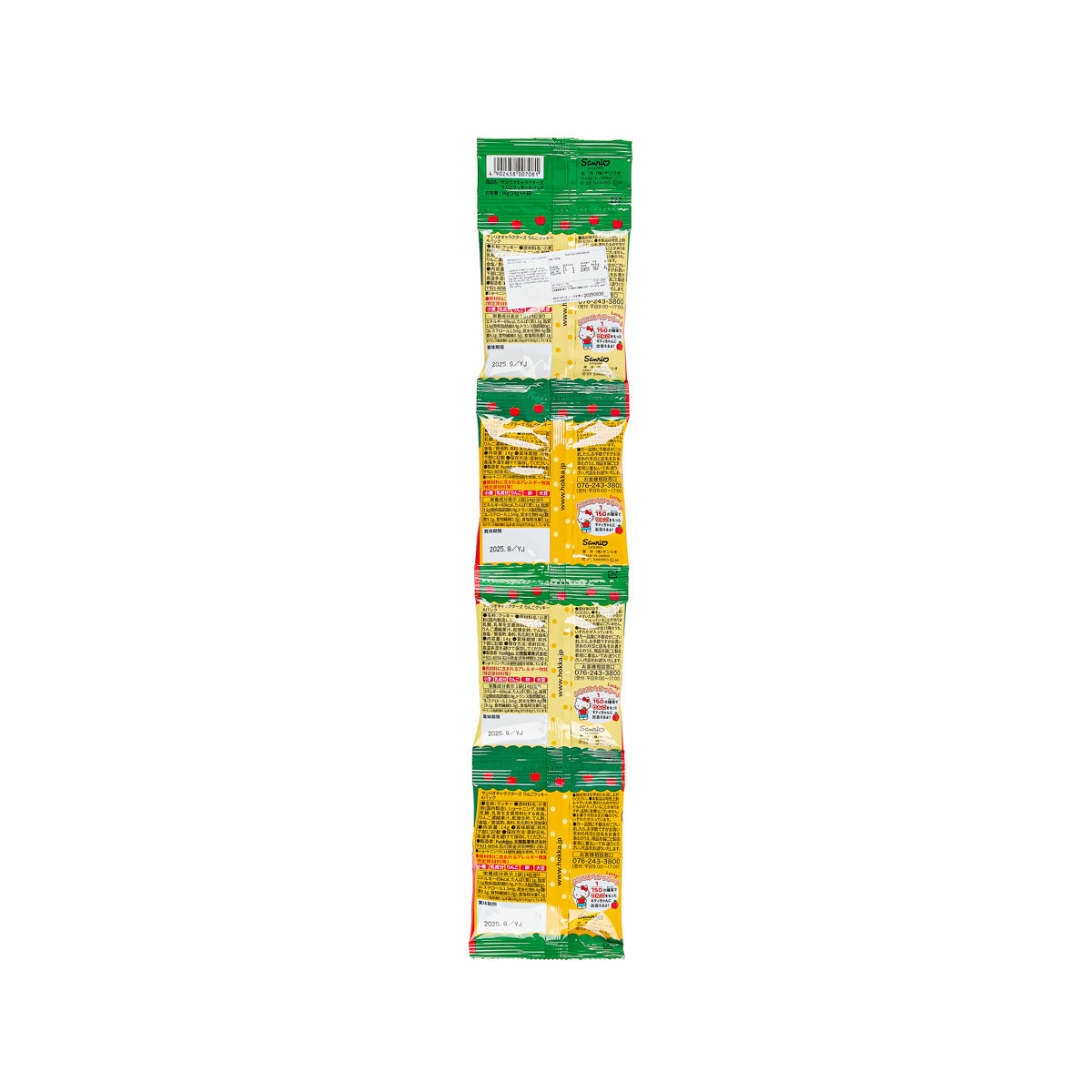 HOKURIKU apple cookie snack bag, back with nutrition facts and barcode