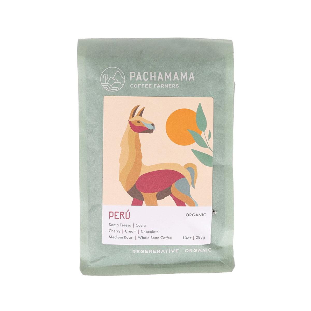Organic Peru medium roast whole bean coffee bag, 283 g