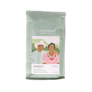 PACHAMAMA organic whole coffee bean bag, dark roast, front label