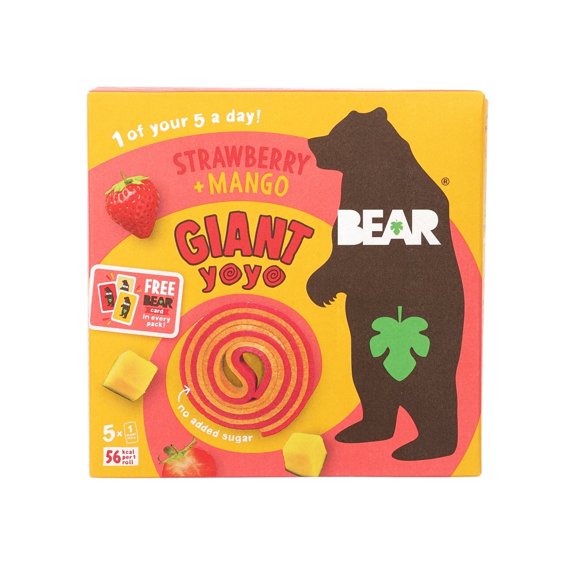 BEAR giant yoyo rolls box, strawberry and mango flavor, 100g