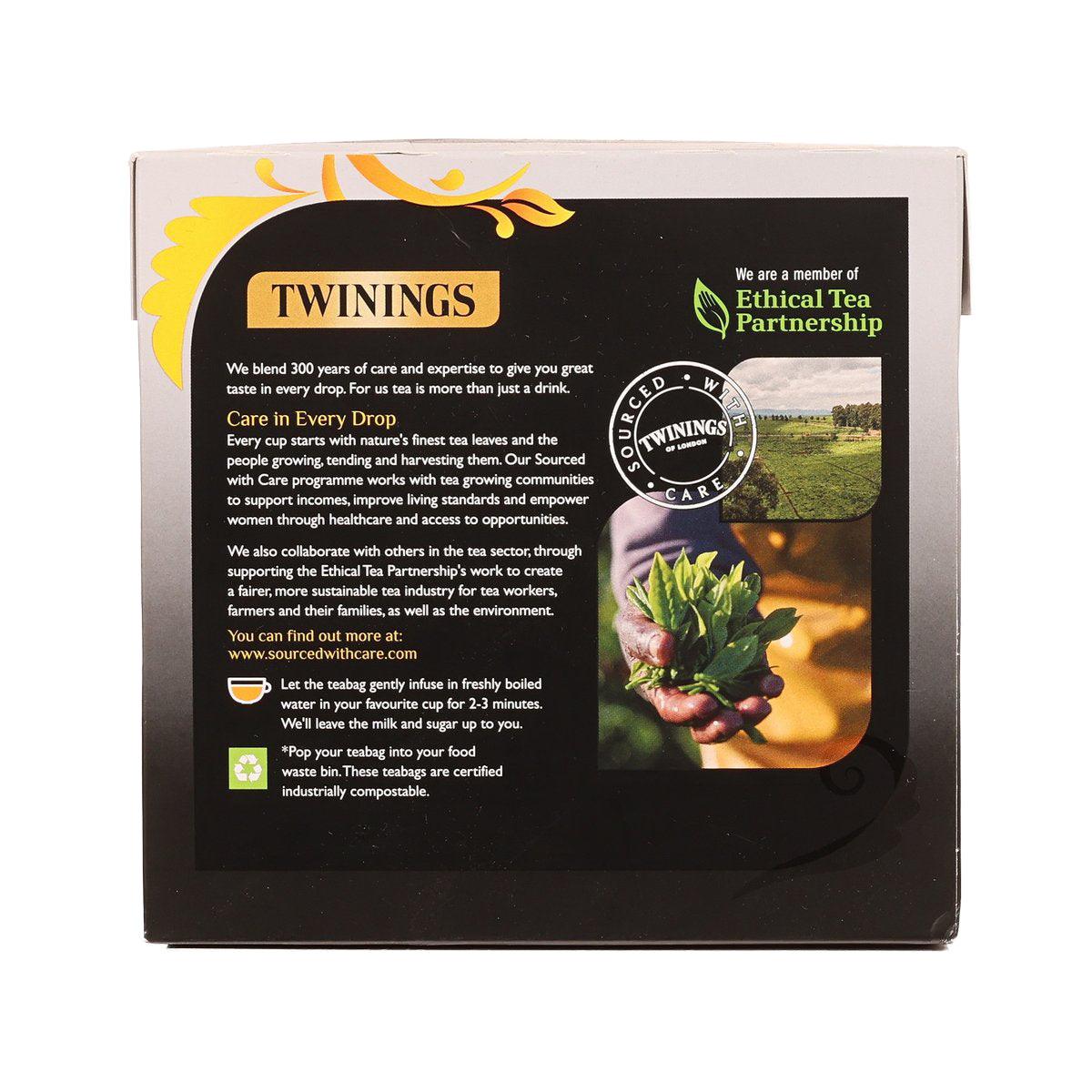 TWININGS Lady Grey tea bags box back with brewing and ingredient info