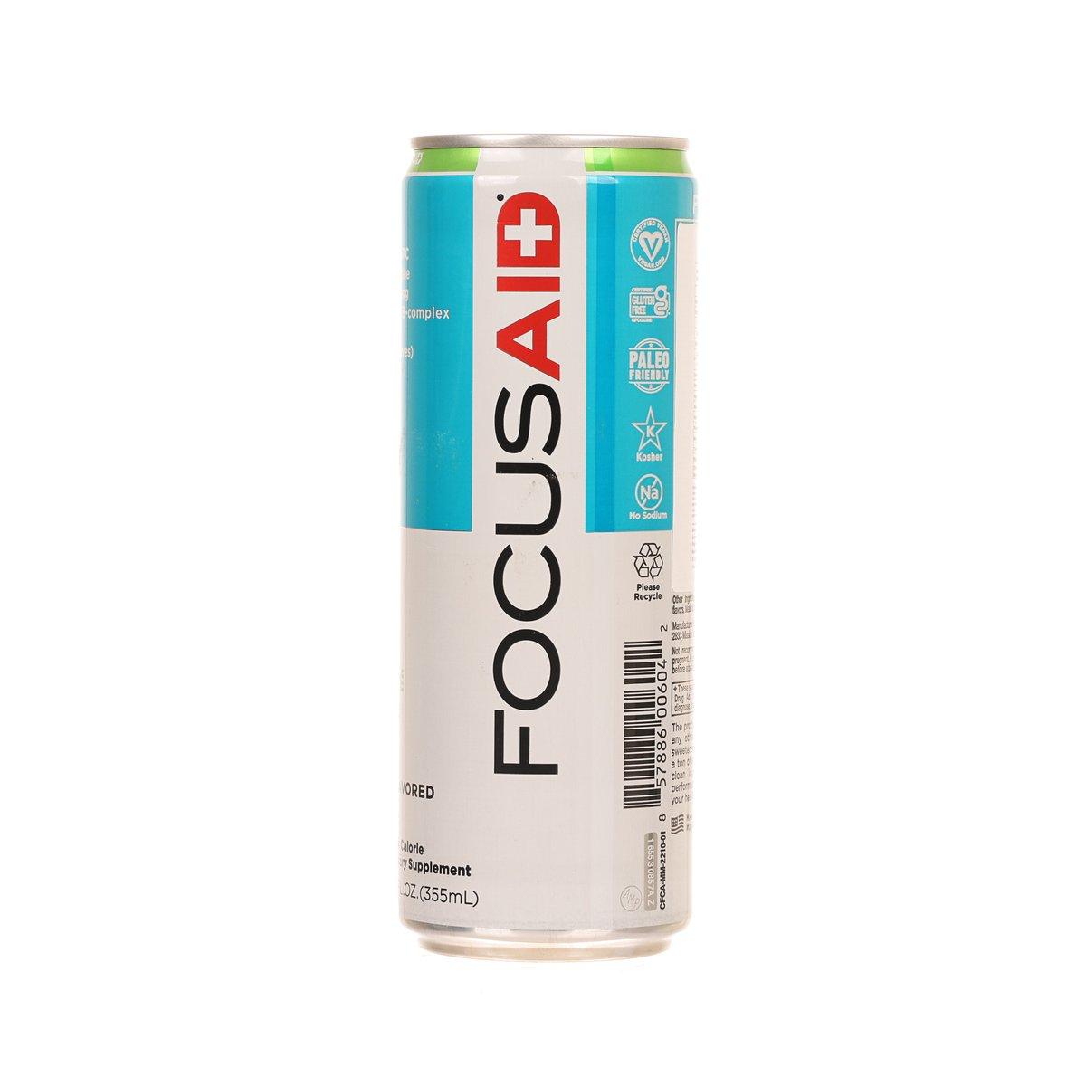 LIFEAID Focusaid melon mate vitamin drink can, blue label with green melon icon