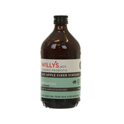 WILLY’S live apple cider vinegar bottle, dark amber glass with label