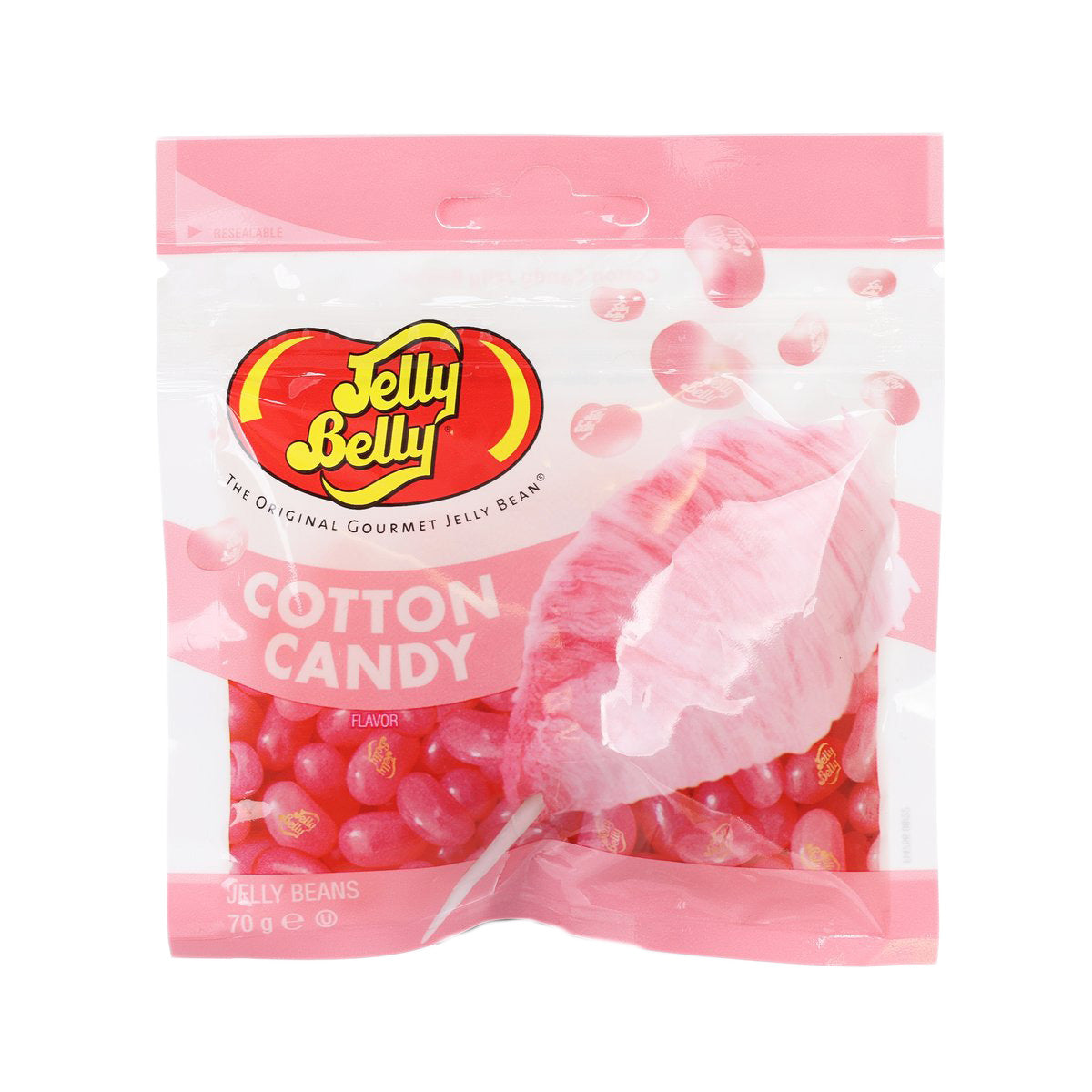 Cotton candy flavored jelly bean bag, 70g, pink candy beans inside