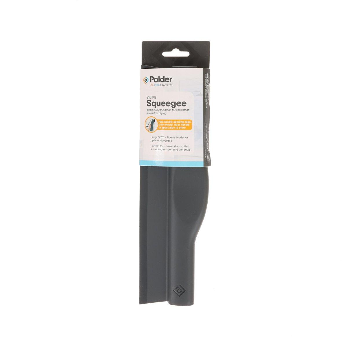 Polder Swipe Squeegee in retail pack, black blade and curved handle