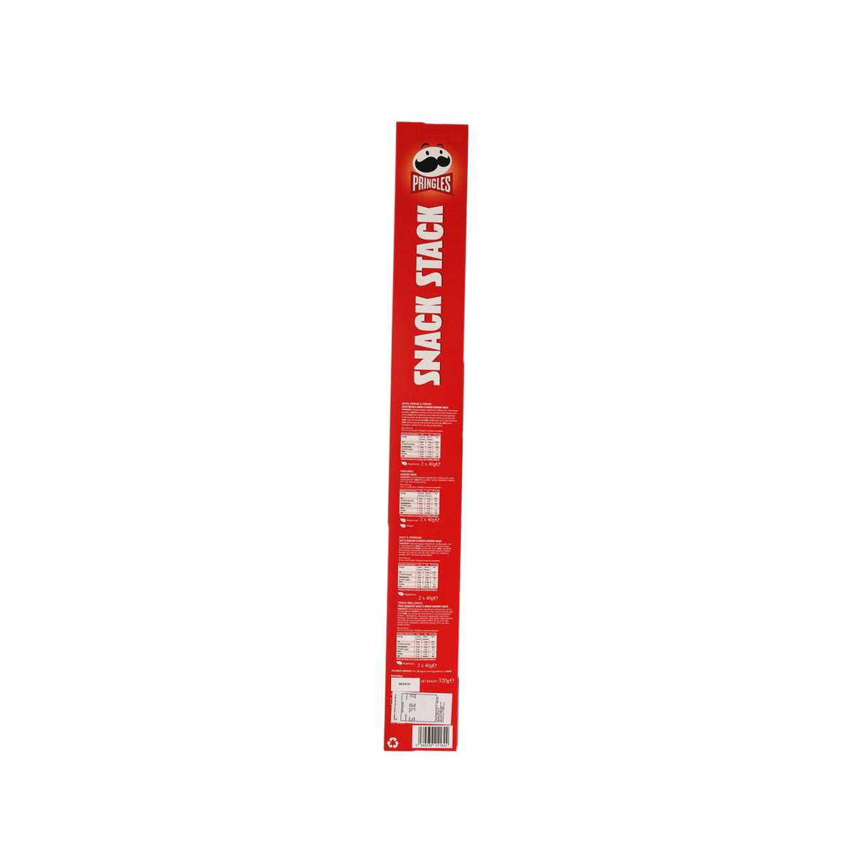 Pringles Match Day crisps snack pack back, vertical red panel