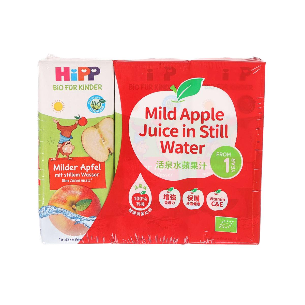 HIPP mild apple juice in still water pouch, red pack with front label