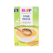HIPP Organic star pasta box, 320 g; durum wheat pasta shaped like stars.