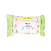 HIPP baby moist tissue pack with flip-top, green sides, 50 wipes