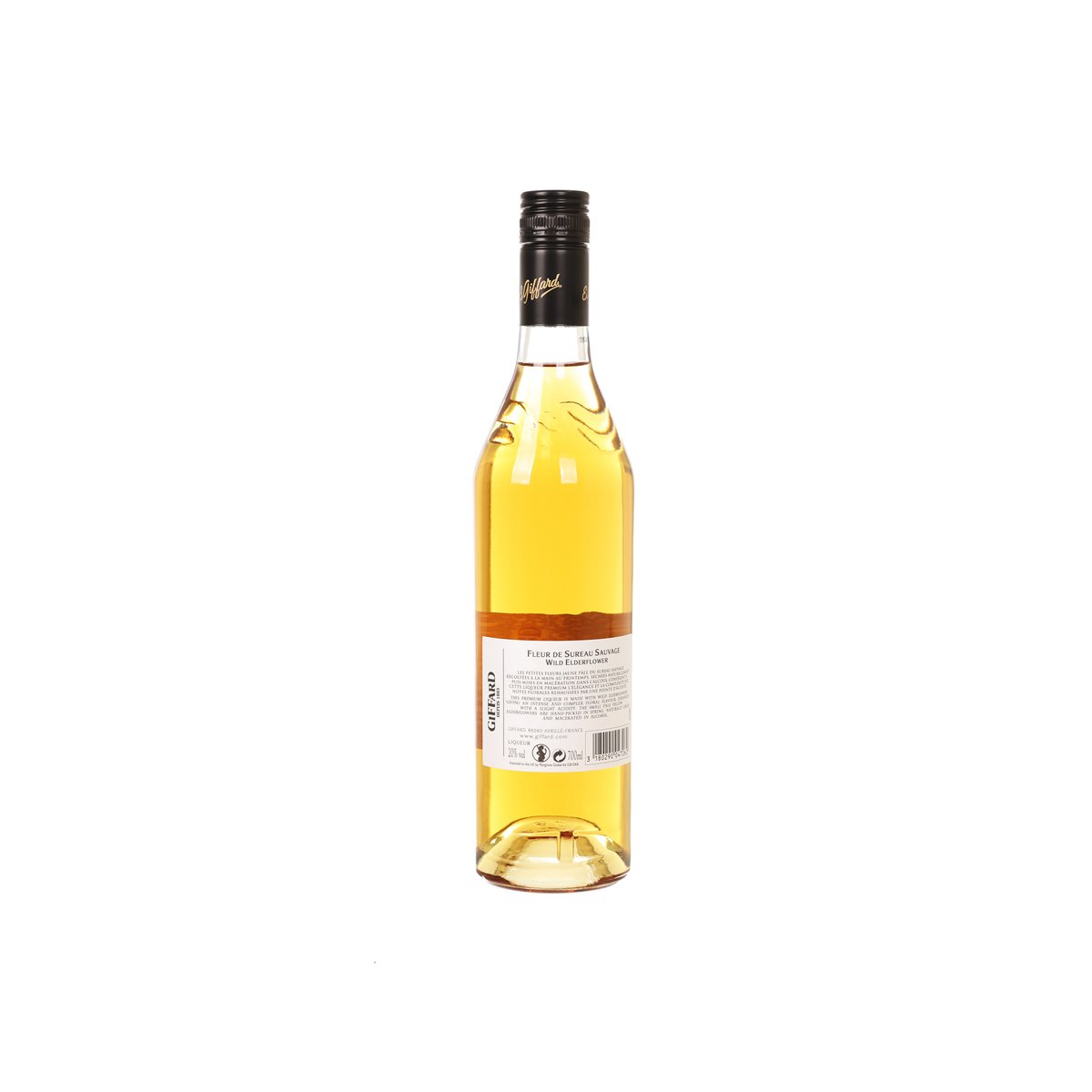 GIFFARD wild elderflower liqueur bottle, back label, 700 mL