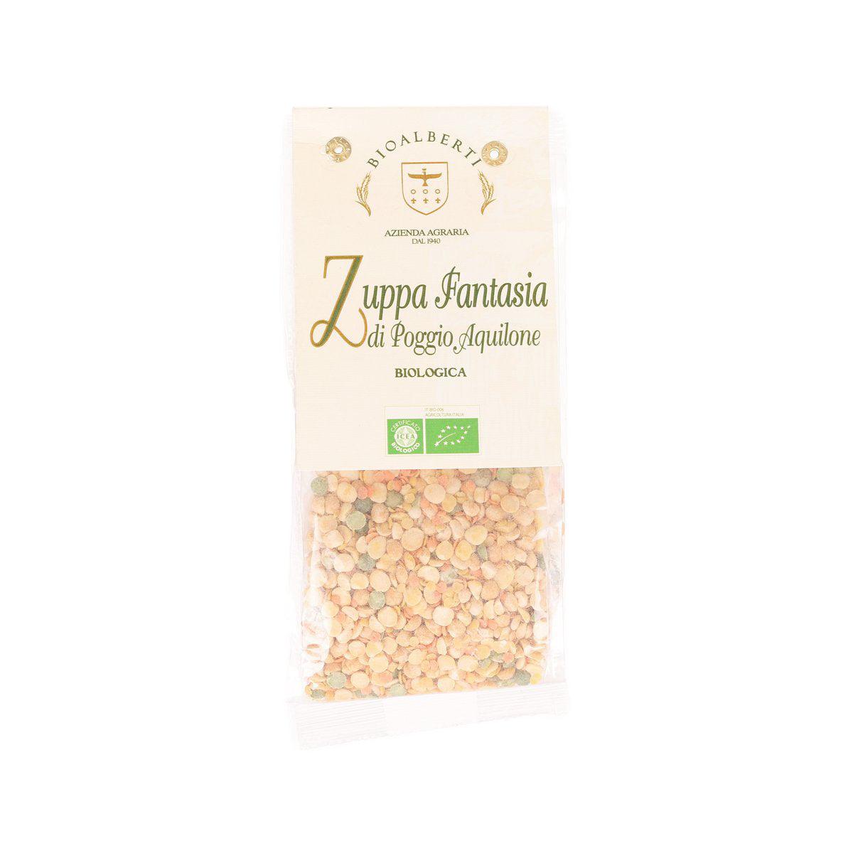 BIOALBERTI organic soup mix pouch with pale beige lentils, 350 g